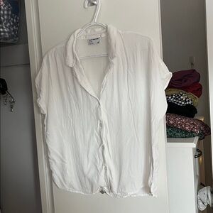 Frank & Oak White Button Up Camp Collar Shirt